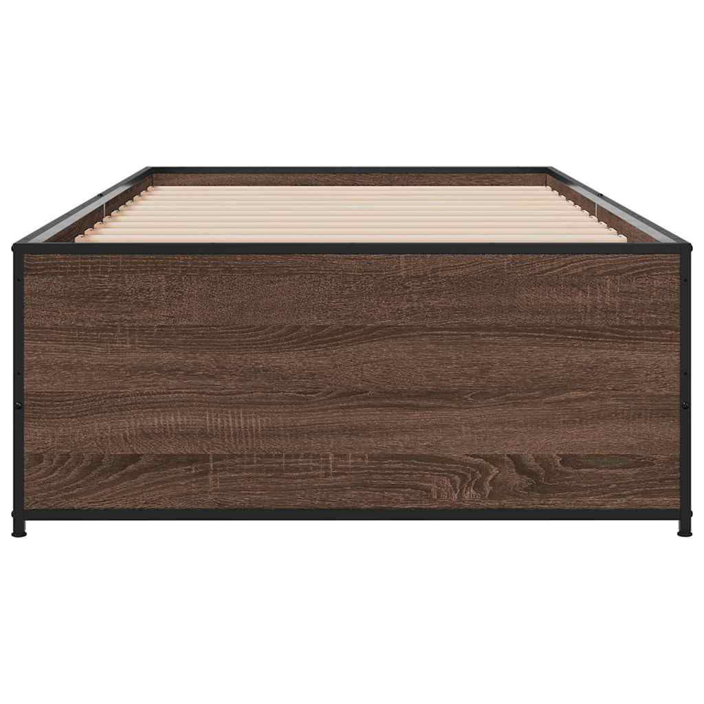 Okvir za krevet smeđi hrast 90x190 cm konstruirano drvo i metal
