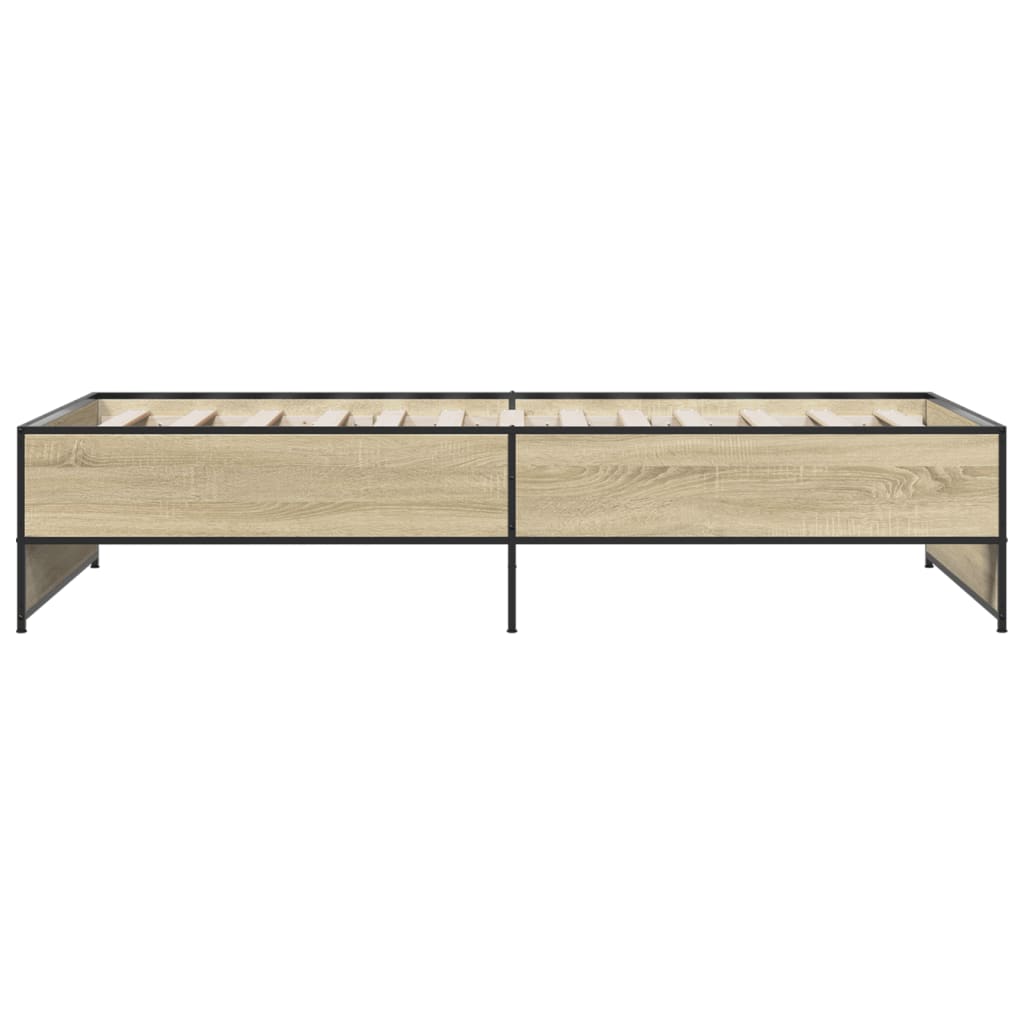 Okvir za krevet boja hrasta 75x190 cm konstruirano drvo i metal