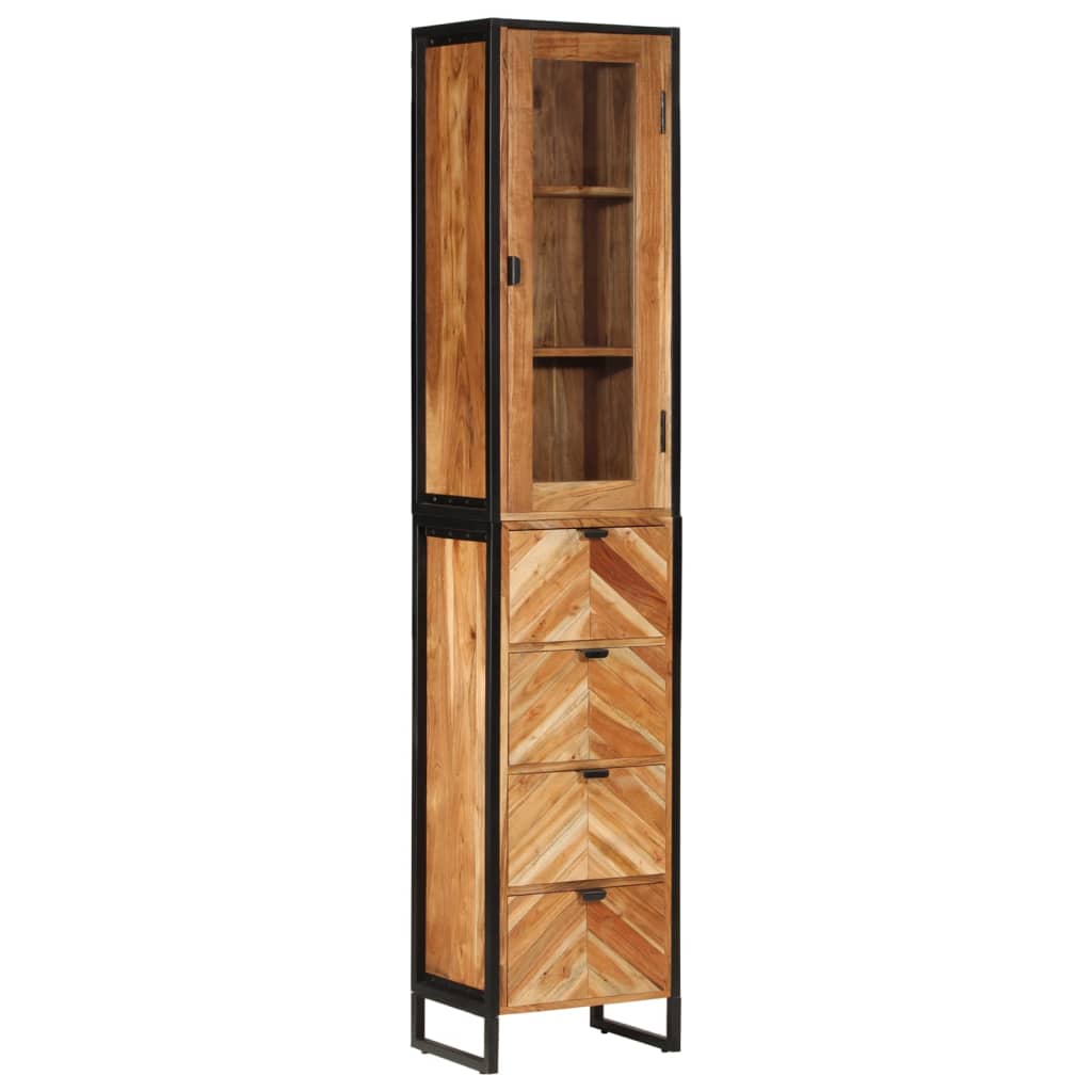 Kupaonski ormarić 40x27x190 cm željezo i masivno bagremovo drvo