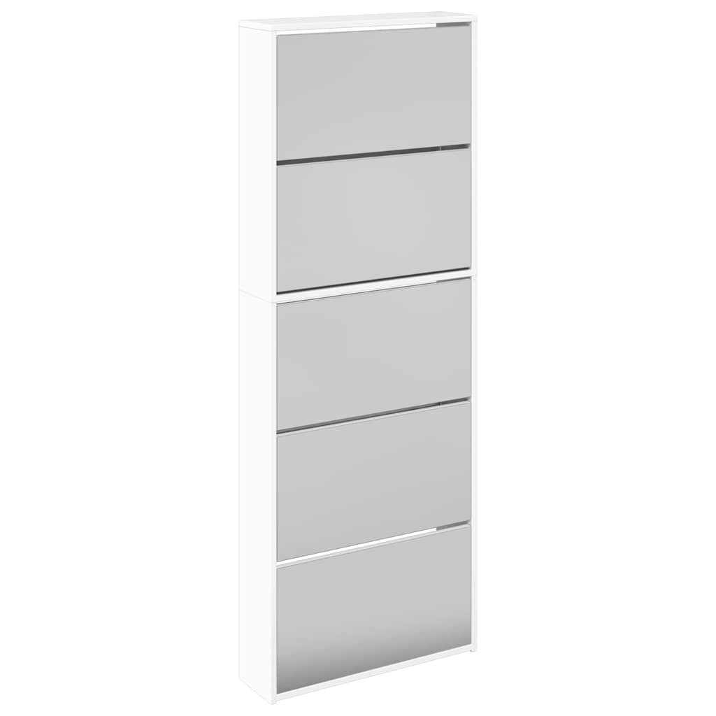 Ormarić za cipele s ogledalom i 5 razina bijeli 63x17x169,5 cm