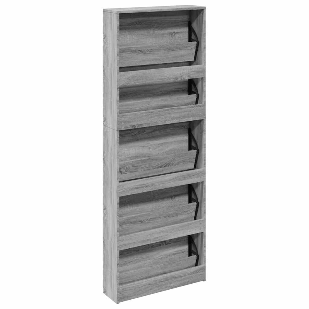 Ormarić za cipele s ogledalom 5razine boja hrasta 63x17x169,5cm