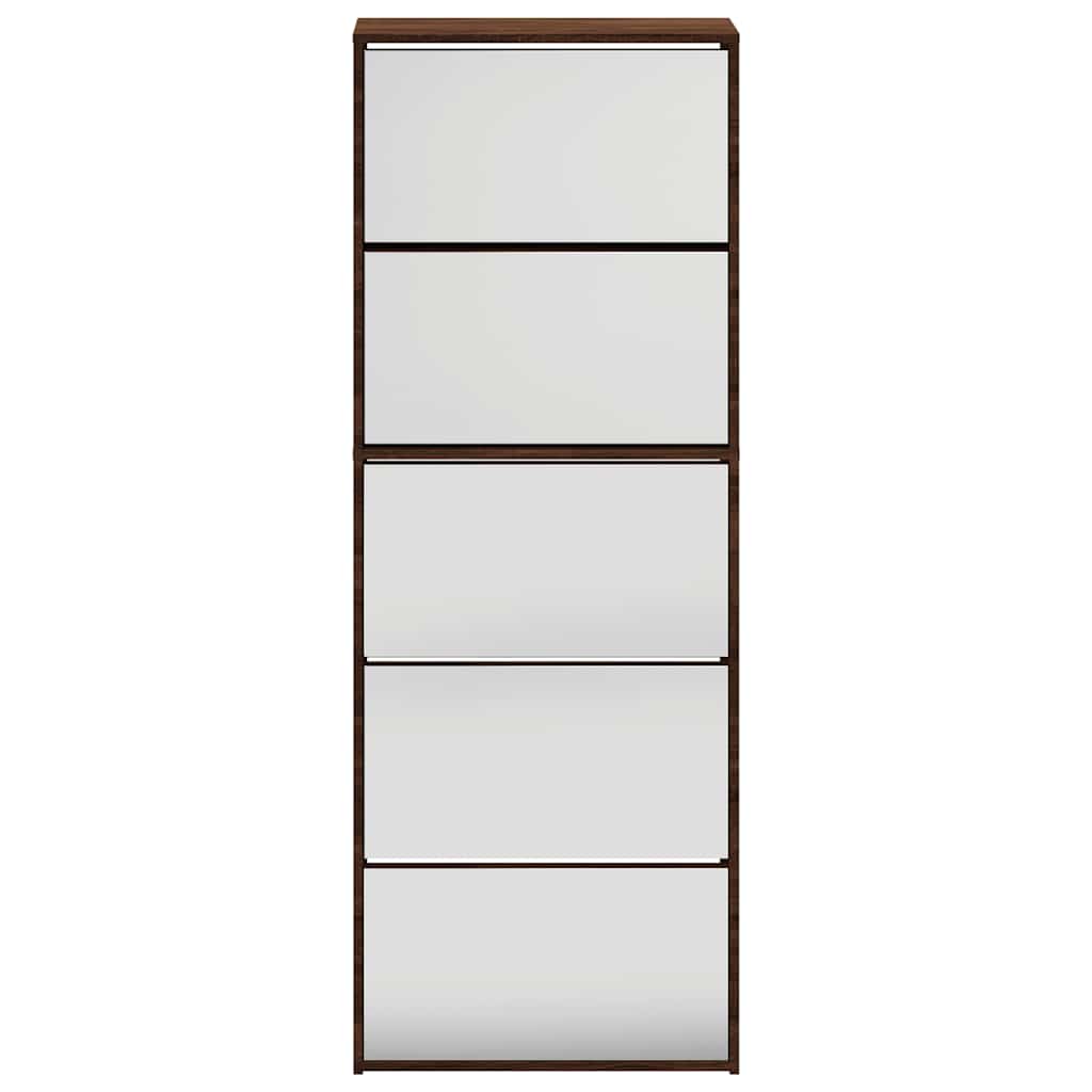 Ormarić za cipele s ogledalom 5razine Smeđi hrast 63x17x169,5cm