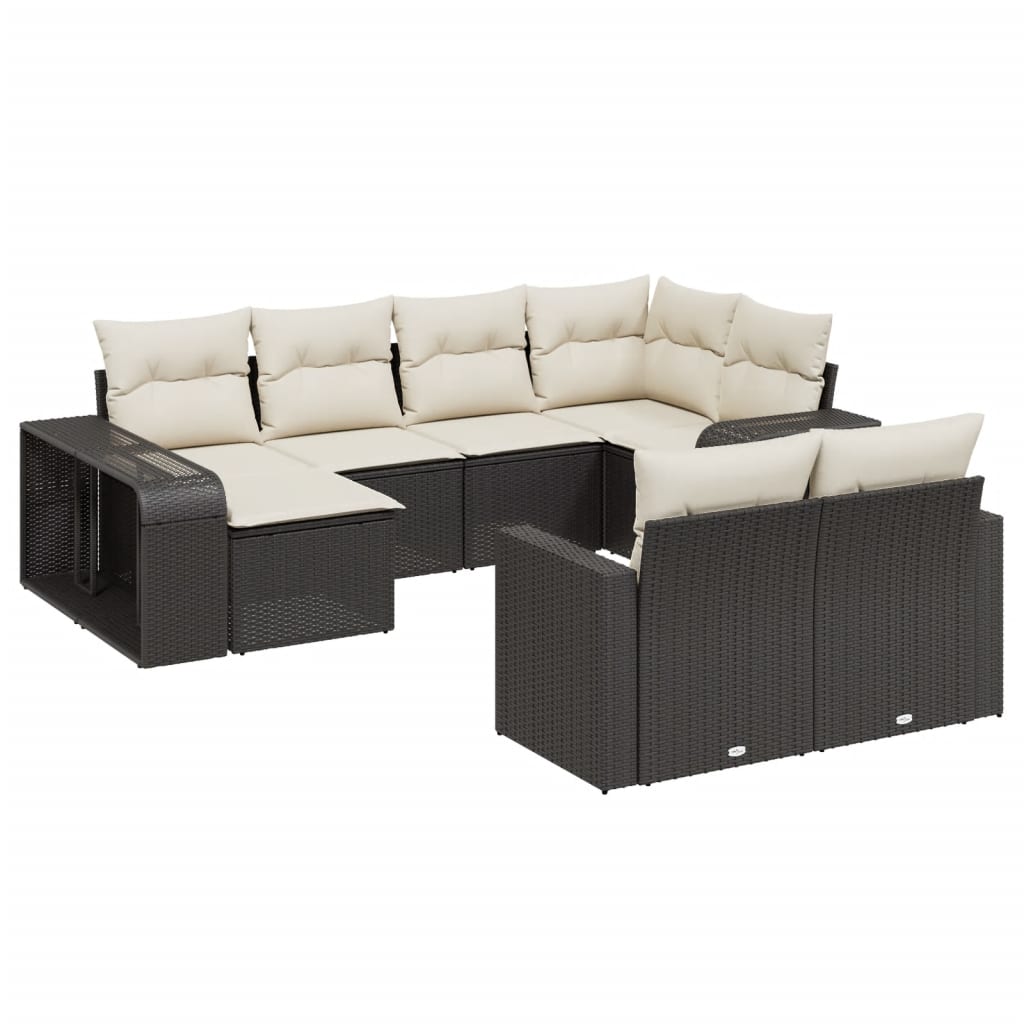 10-dijelni set vrtnih sofa s jastucima crni od poliratana