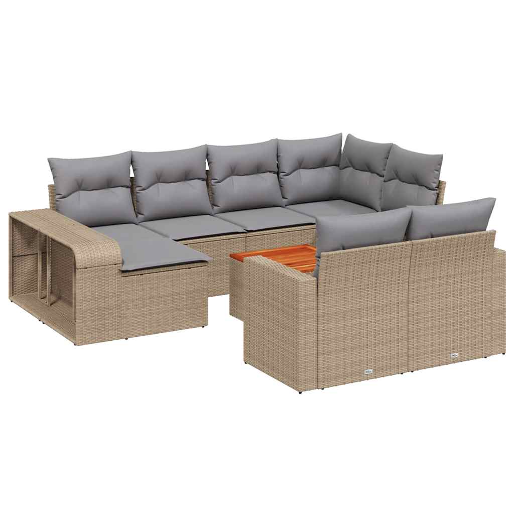 11-dijelni set vrtnih sofa od poliratana s jastucima bež
