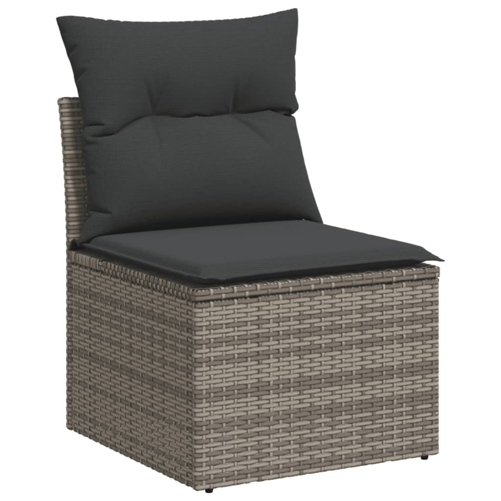 4-dijelni set vrtnih sofa od poliratana s jastucima sivi