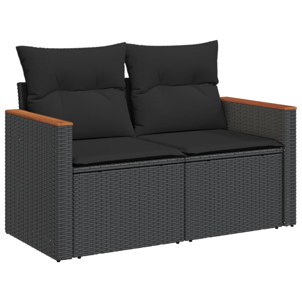 4-dijelni set vrtnih sofa od poliratana s jastucima crni