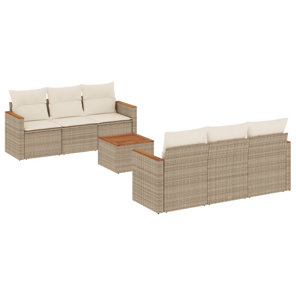 7-dijelni set vrtnih sofa od poliratana s jastucima bež 61 x 62 x 69 cm