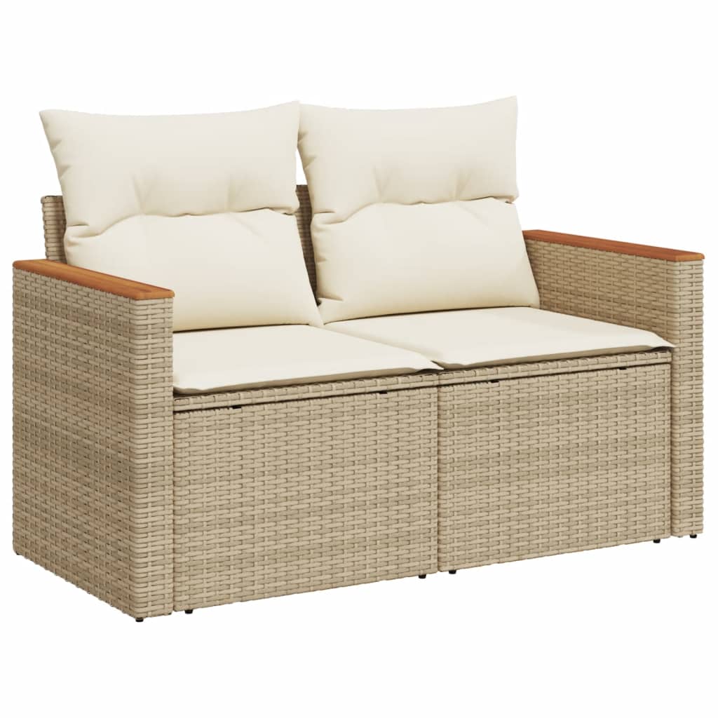 5-dijelni vrtni set sofa s jastucima bež od poliratana