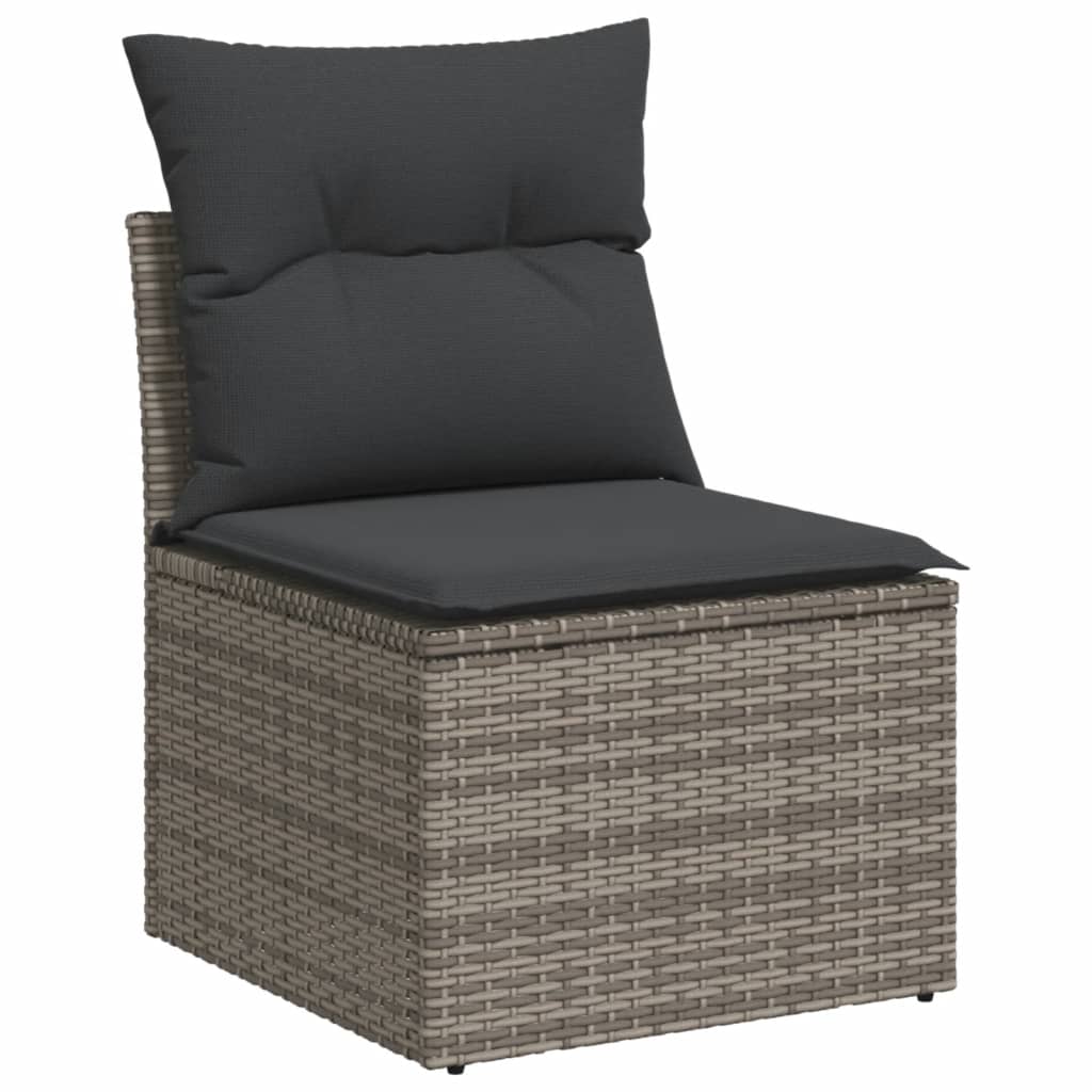 6-dijelni set vrtnih sofa od poliratana s jastucima sivi