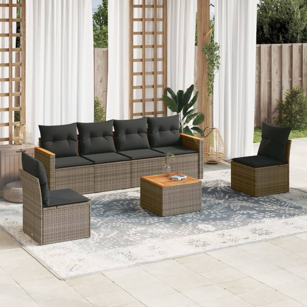 7-dijelni set vrtnih sofa sivi od poliratana