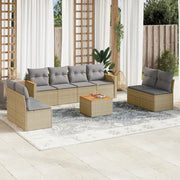 9-dijelni set vrtnih sofa s jastucima bež od poliratana 61 x 62 x 69 cm