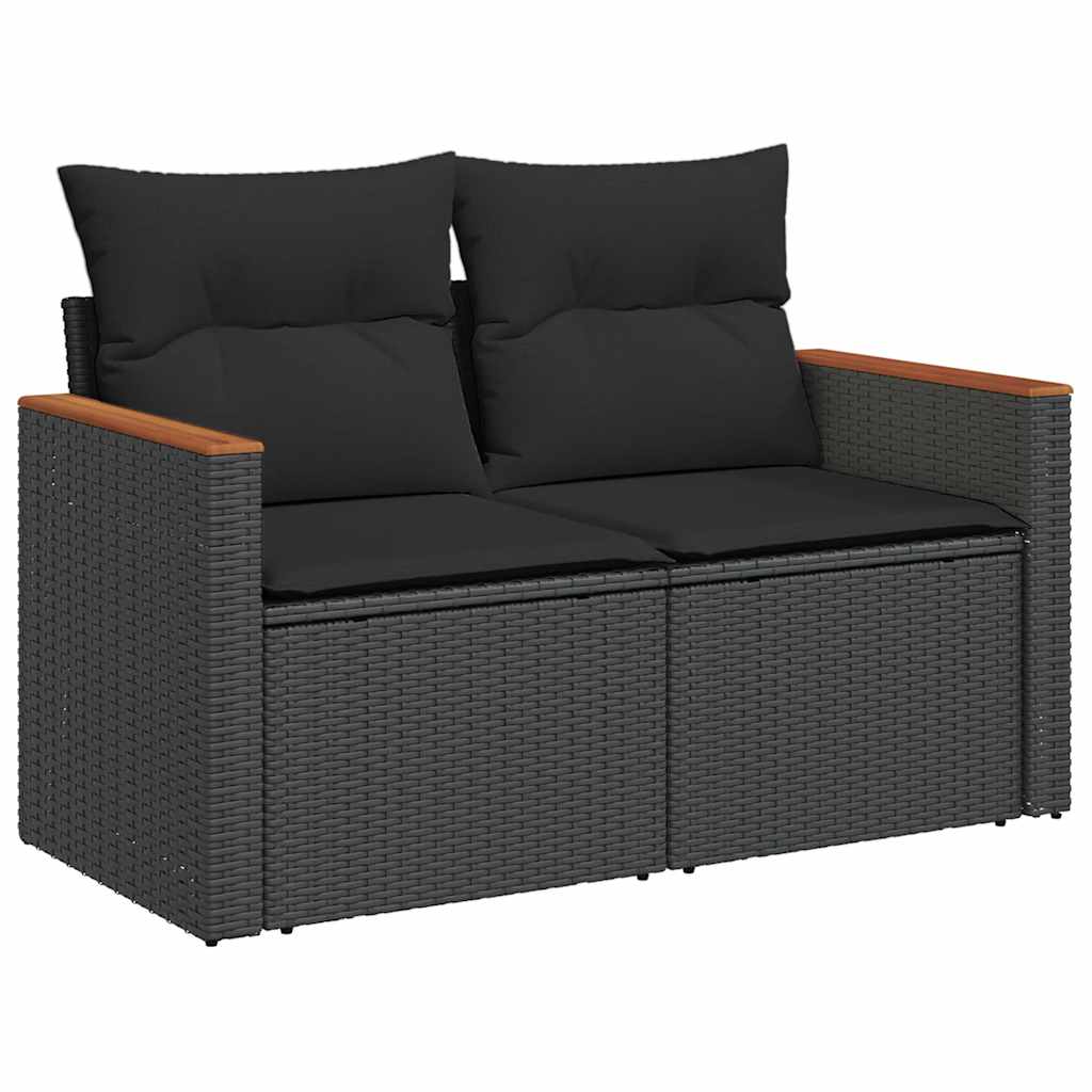 4-dijelni set vrtnih sofa od poliratana s jastucima crni