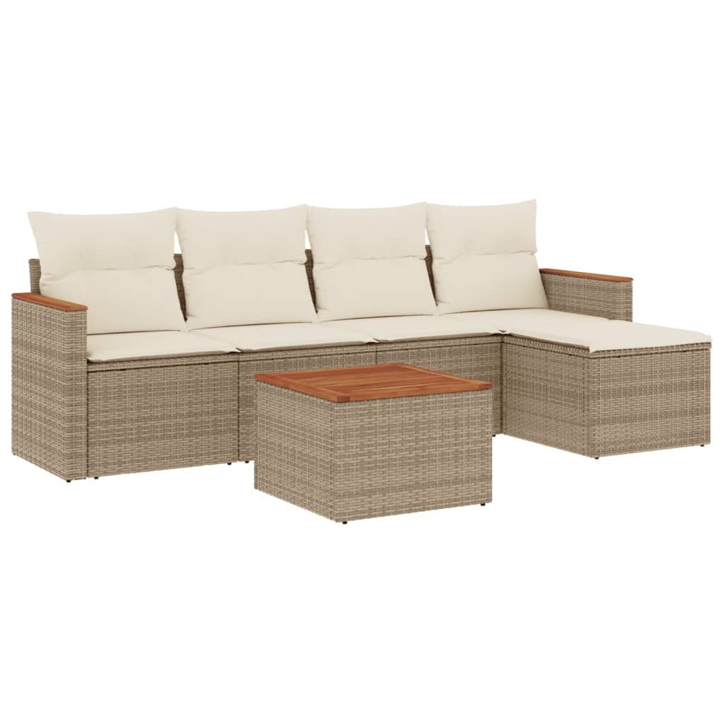 6-dijelni set vrtnih sofa s jastucima bež od poliratana 61.5 x 62 x 69 cm