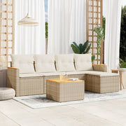 6-dijelni set vrtnih sofa s jastucima bež od poliratana 61.5 x 62 x 69 cm