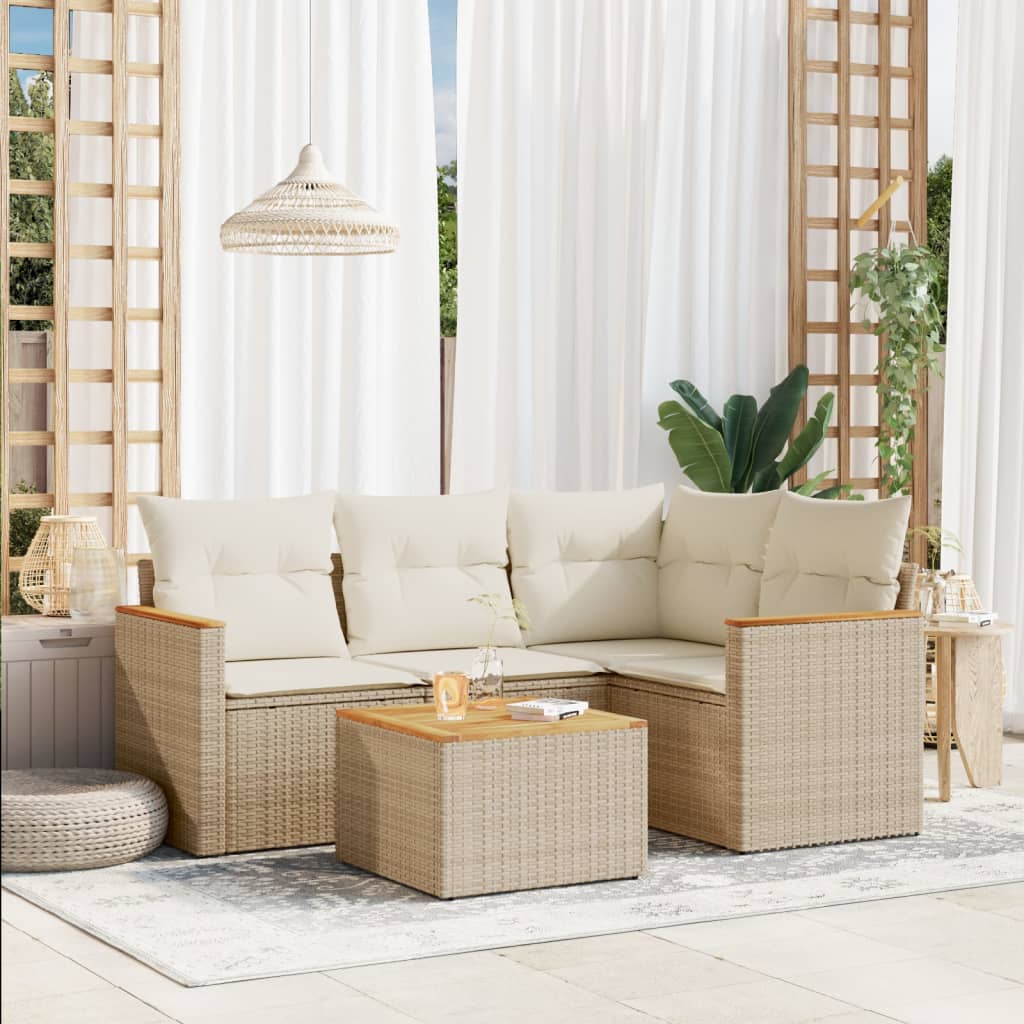 5-dijelni vrtni set sofa s jastucima bež od poliratana 62 x 62 x 69 cm