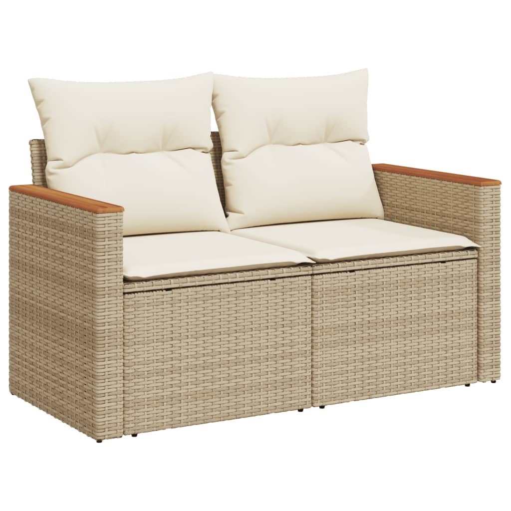 5-dijelni vrtni set sofa s jastucima bež od poliratana