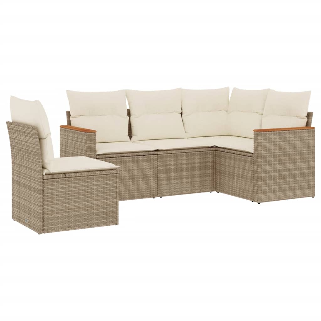 5-dijelni vrtni set sofa s jastucima bež od poliratana 62 x 62 x 69 cm