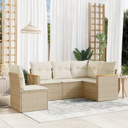 5-dijelni vrtni set sofa s jastucima bež od poliratana 62 x 62 x 69 cm