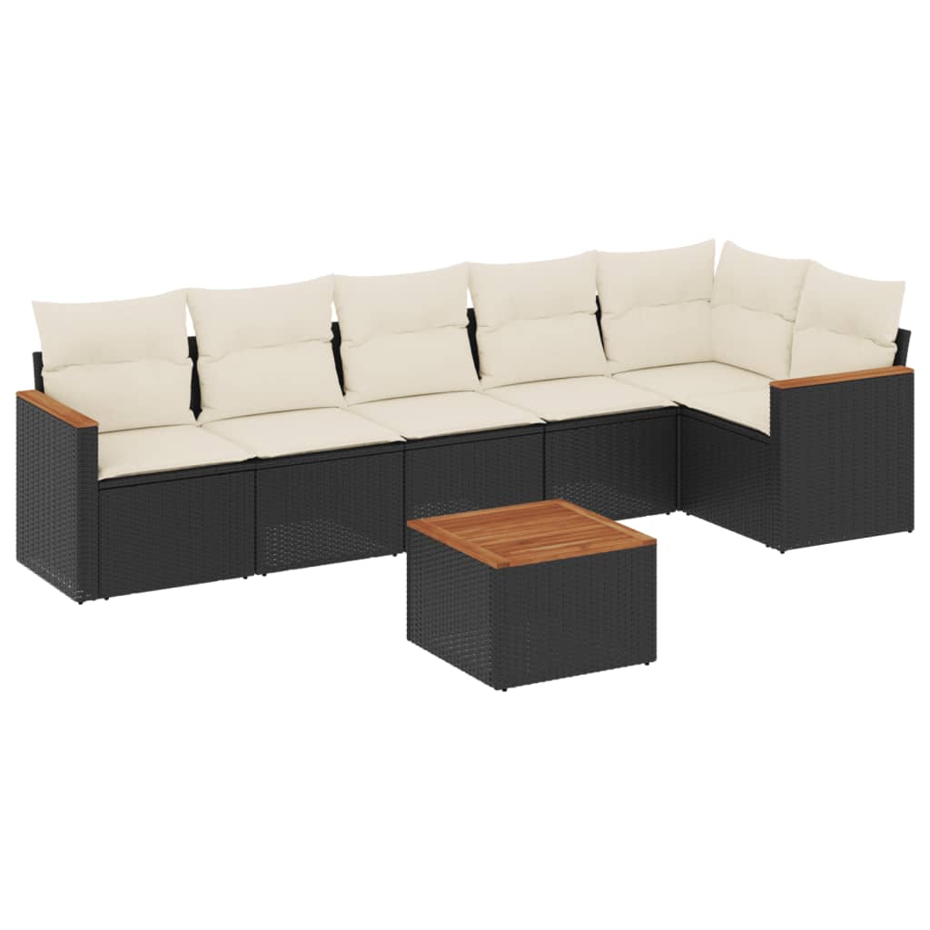 7-dijelni set vrtnih sofa od poliratana s jastucima crni