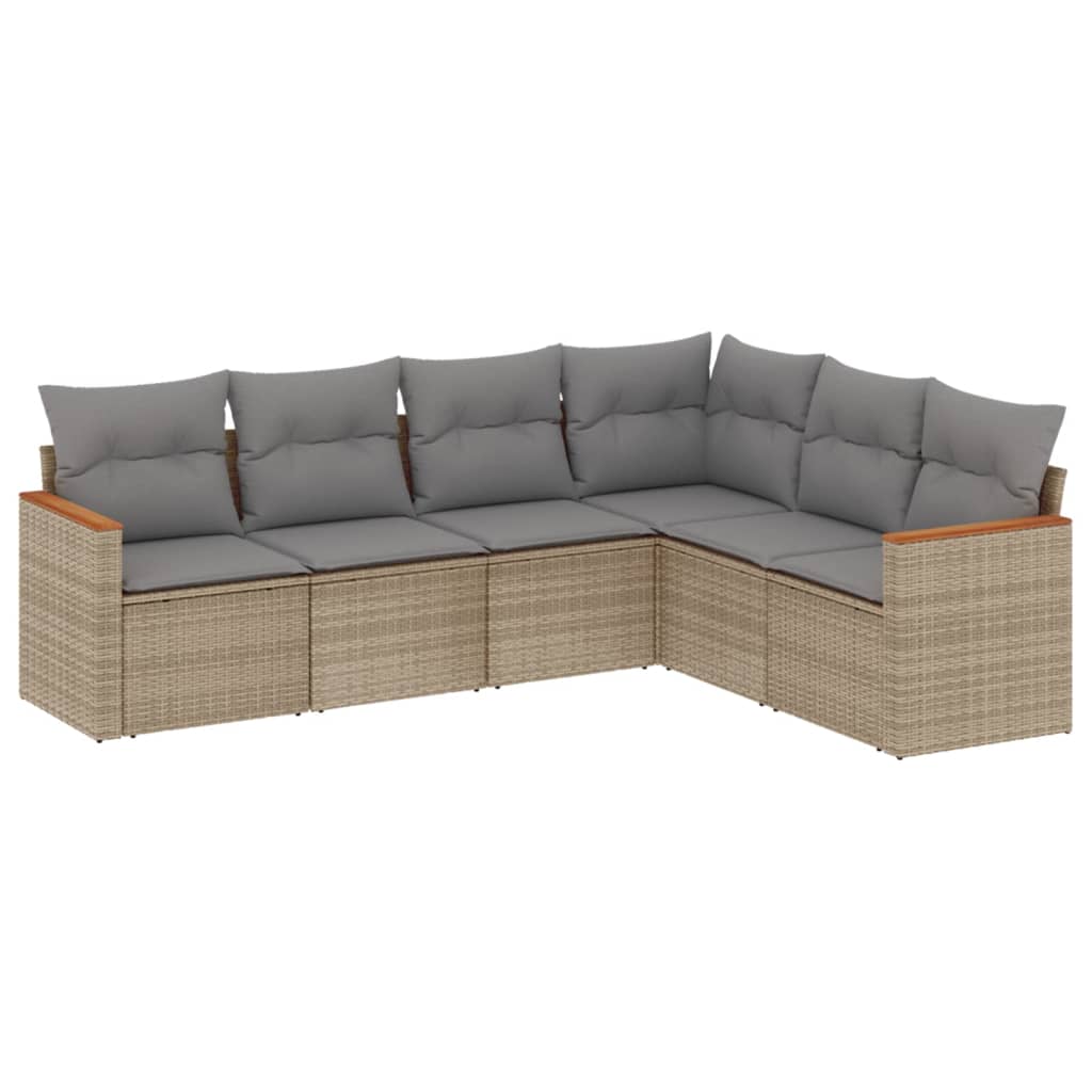 6-dijelni set vrtnih sofa s jastucima bež od poliratana