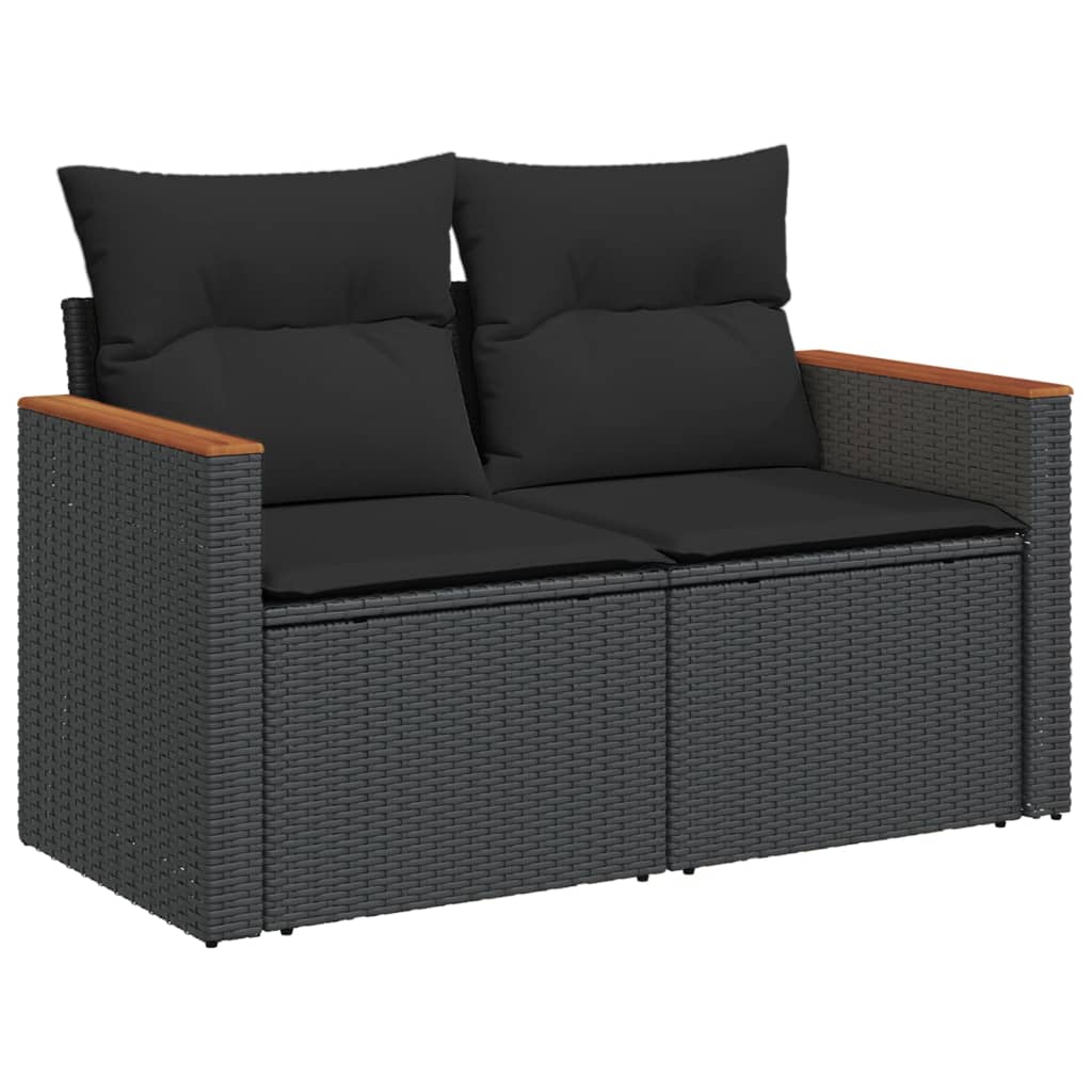7-dijelni set vrtnih sofa od poliratana s jastucima crni