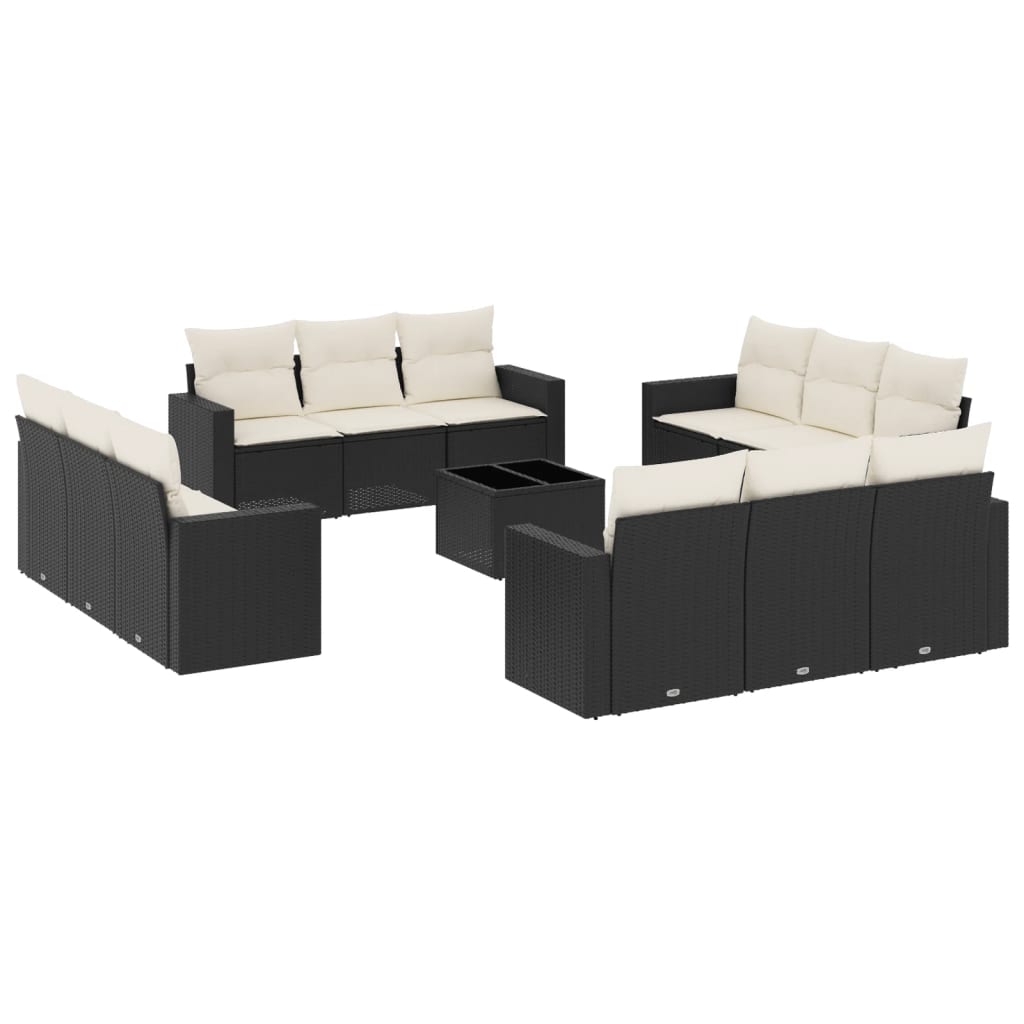 13-dijelni set vrtnih sofa s jastucima poliratan crni