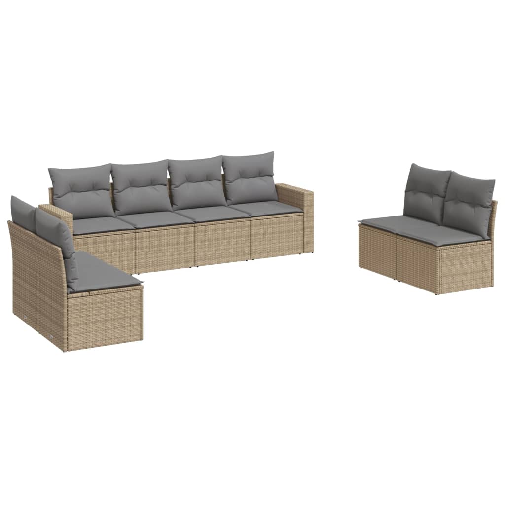 8-dijelni set vrtnih sofa od poliratana s jastucima bež