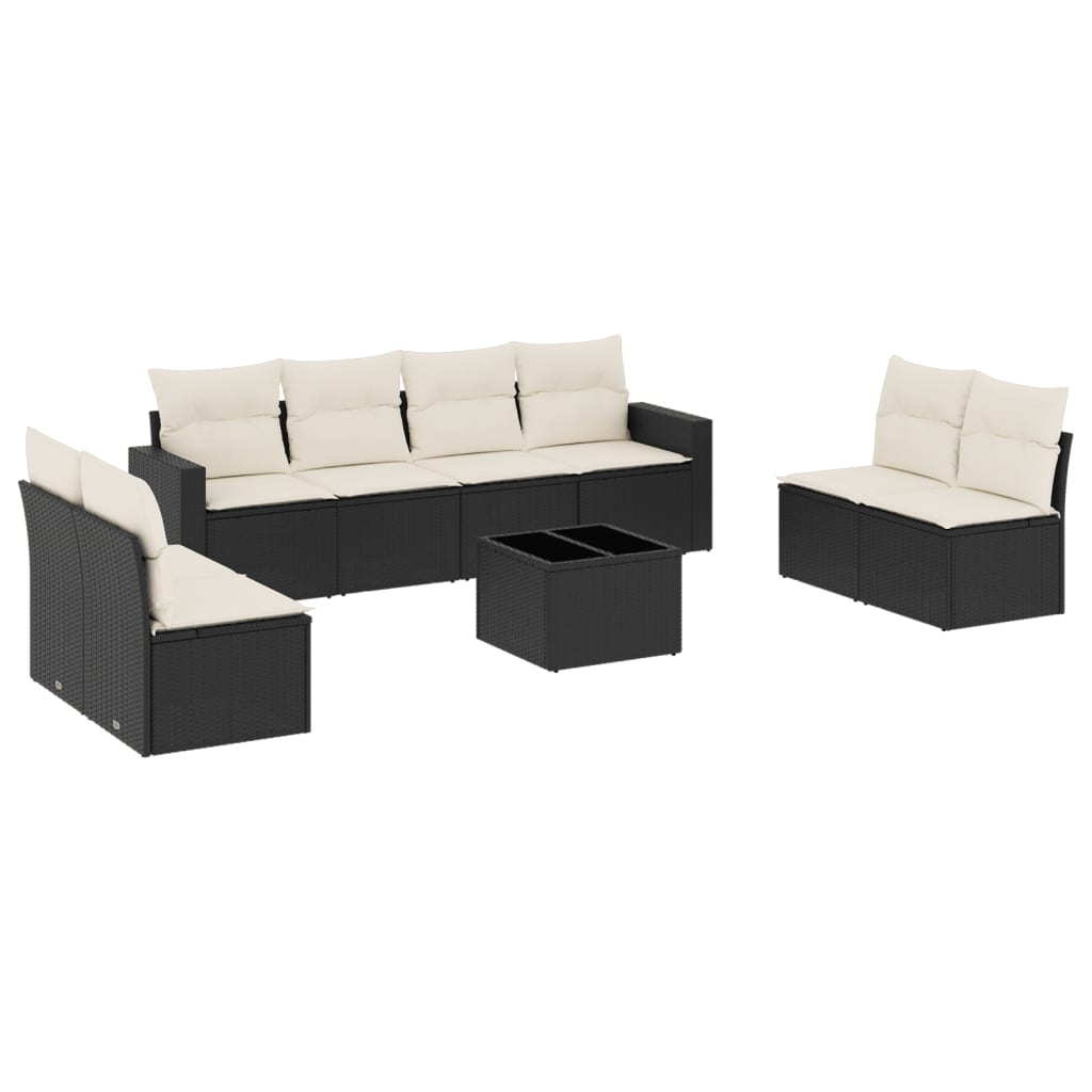 9-dijelni set vrtnih sofa s jastucima crni od poliratana