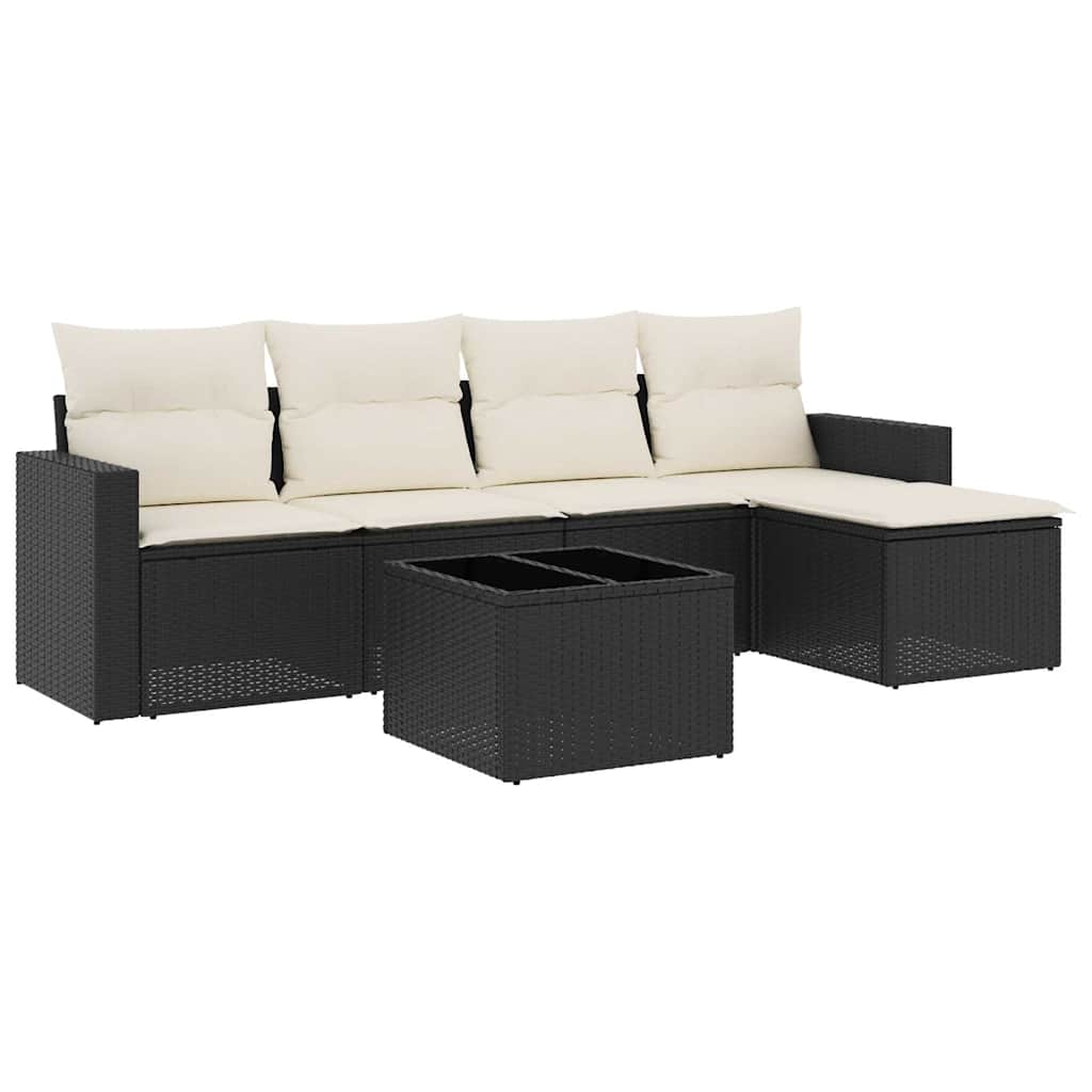 6-dijelni set vrtnih sofa s jastucima crni od poliratana