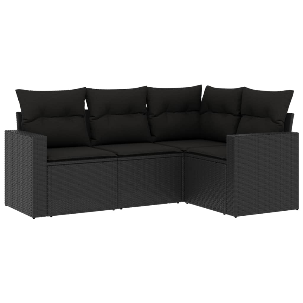 4-dijelni set vrtnih sofa od poliratana s jastucima crni