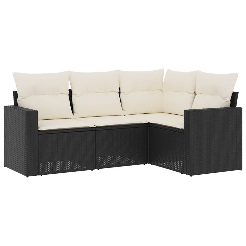 4-dijelni set vrtnih sofa od poliratana s jastucima crni
