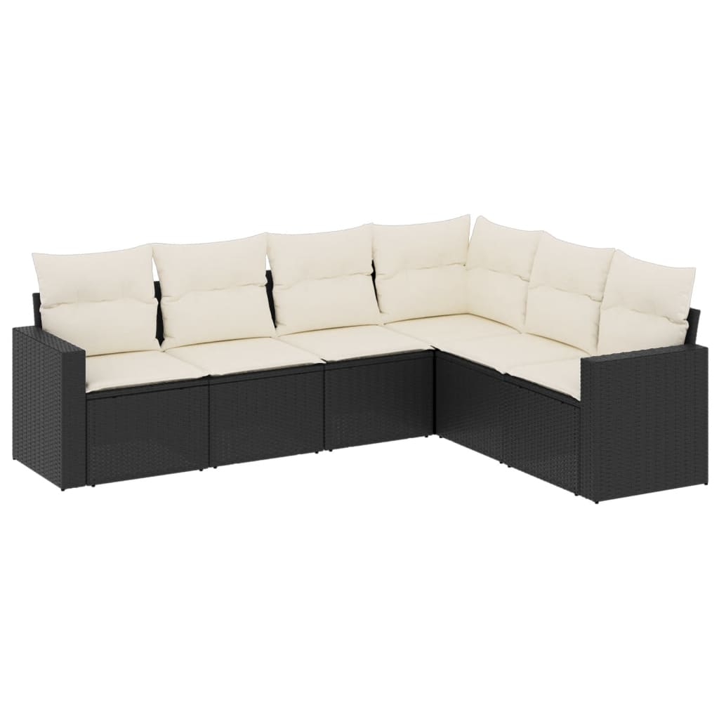 6-dijelni set vrtnih sofa s jastucima crni od poliratana