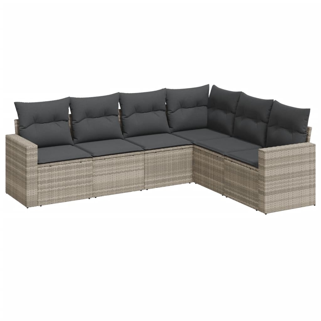 6-dijelni set vrtnih sofa od poliratana s jastucima svjetlosivi
