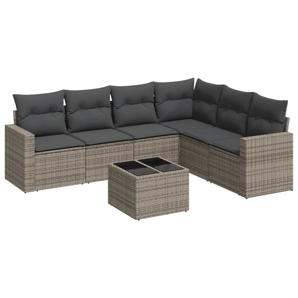 7-dijelni set vrtnih sofa sivi od poliratana