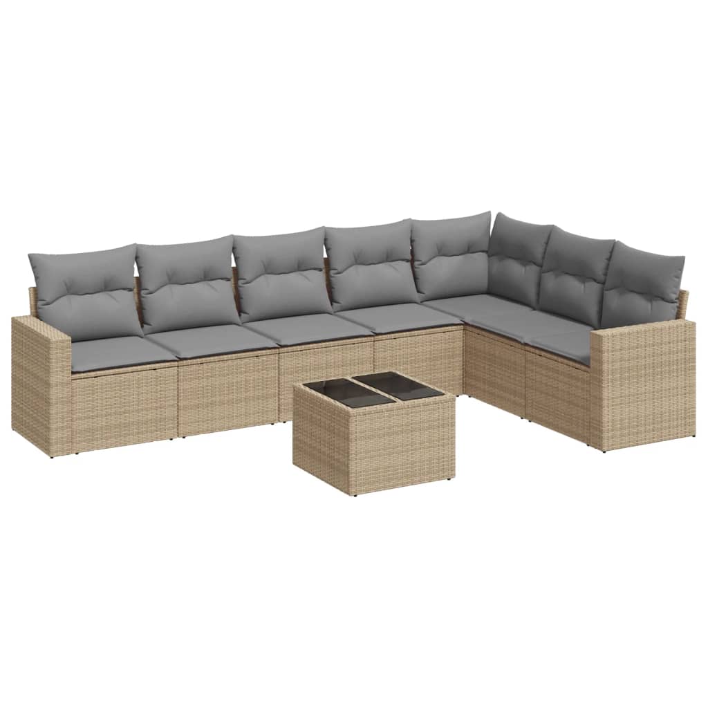 8-dijelni set vrtnih sofa od poliratana s jastucima bež