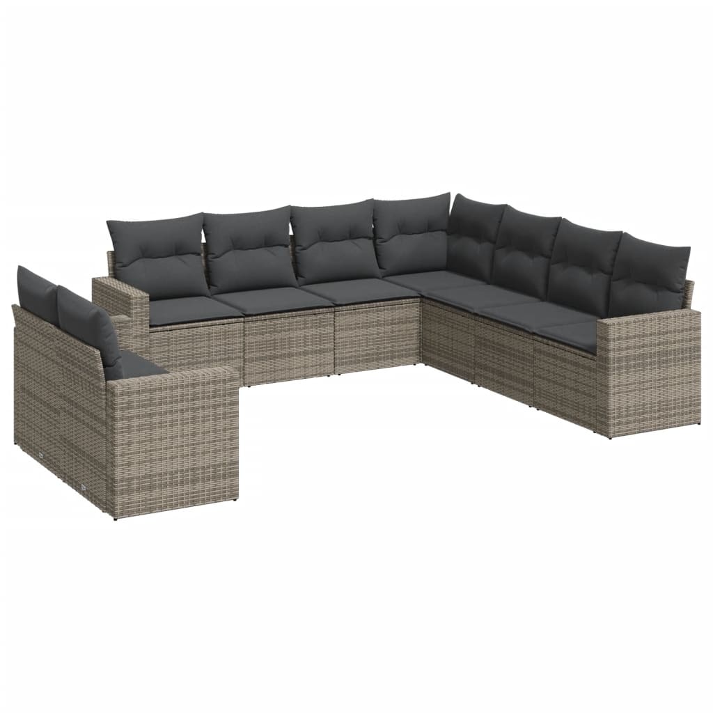 9-dijelni set vrtnih sofa od poliratana s jastucima sivi