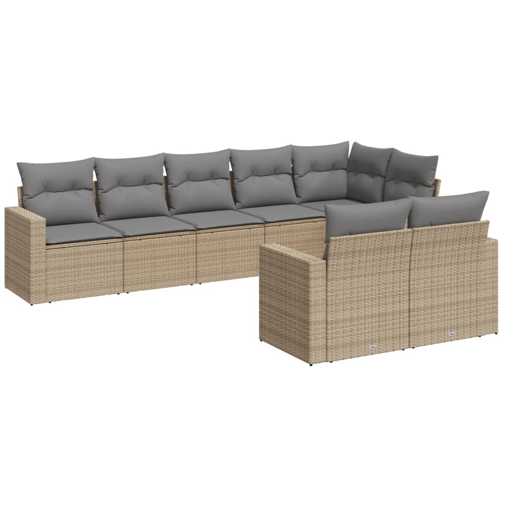 8-dijelni set vrtnih sofa od poliratana s jastucima bež