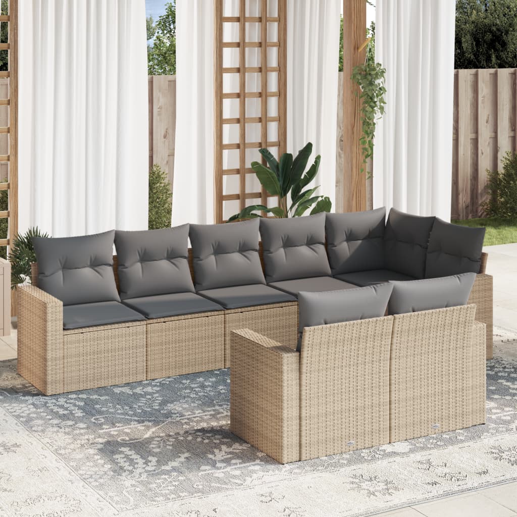 8-dijelni set vrtnih sofa od poliratana s jastucima bež