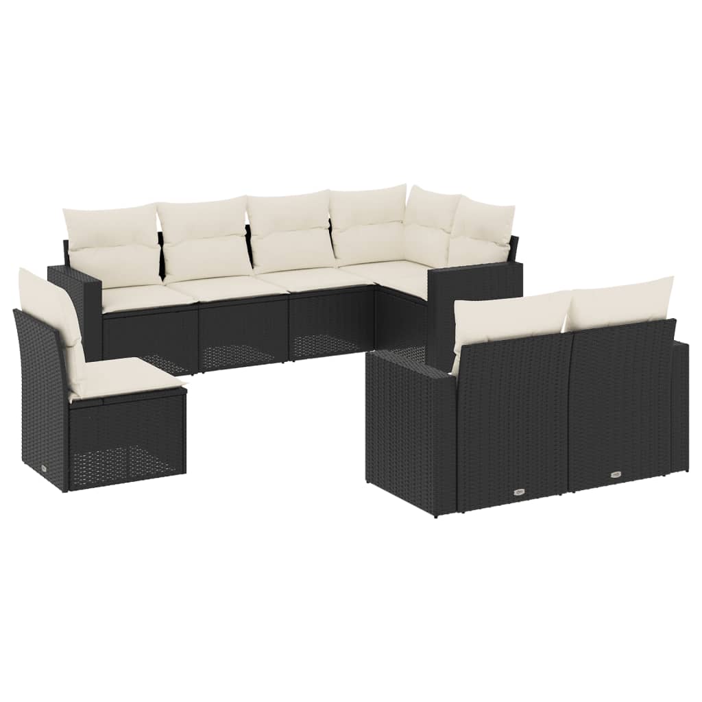 8-dijelni set vrtnih sofa od poliratana s jastucima crni Crna 65.5 x 62 x 69 cm