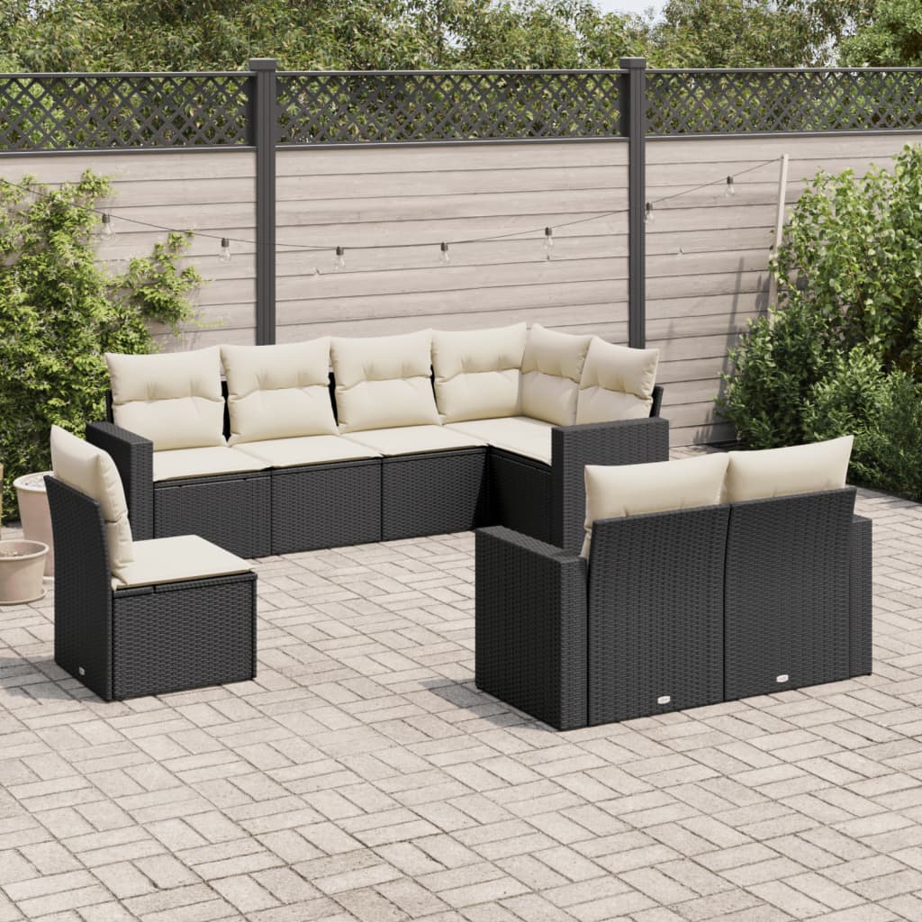 8-dijelni set vrtnih sofa od poliratana s jastucima crni Crna 65.5 x 62 x 69 cm