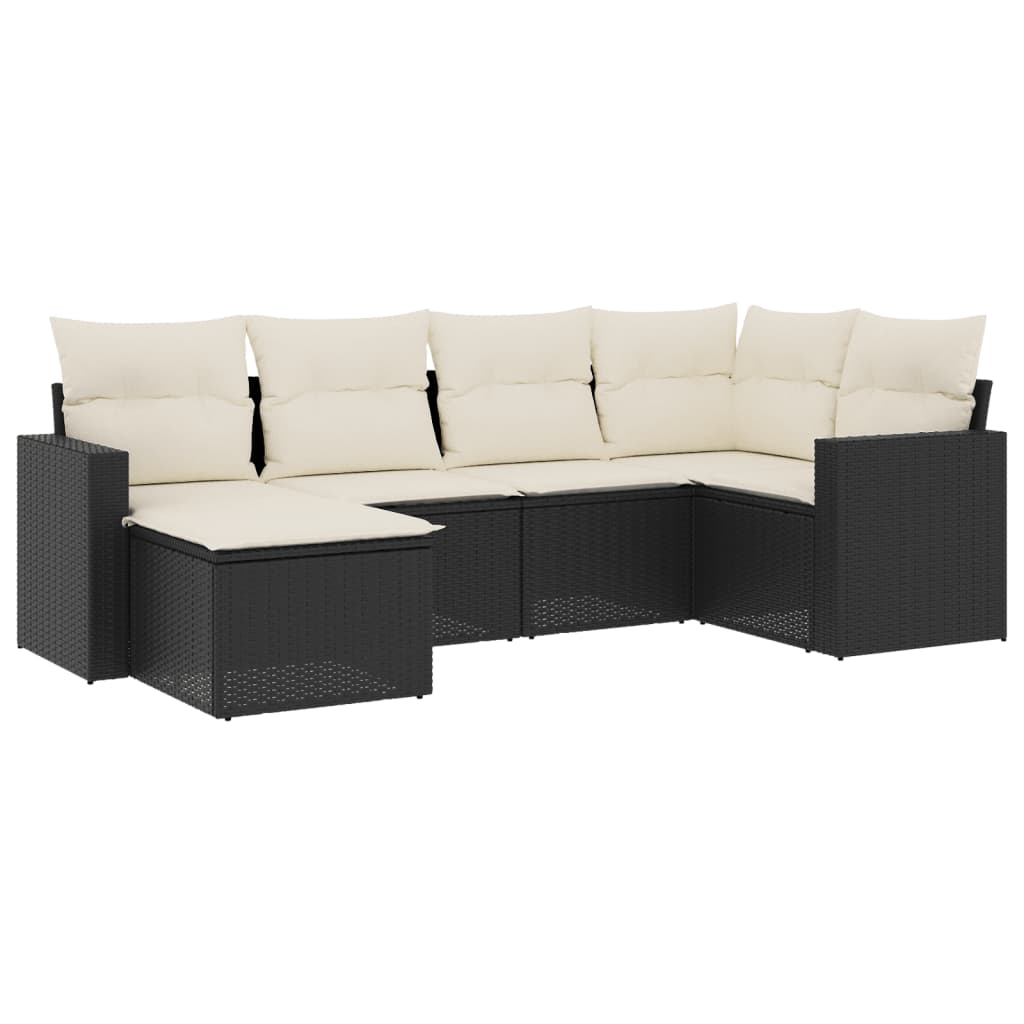 6-dijelni set vrtnih sofa s jastucima crni od poliratana