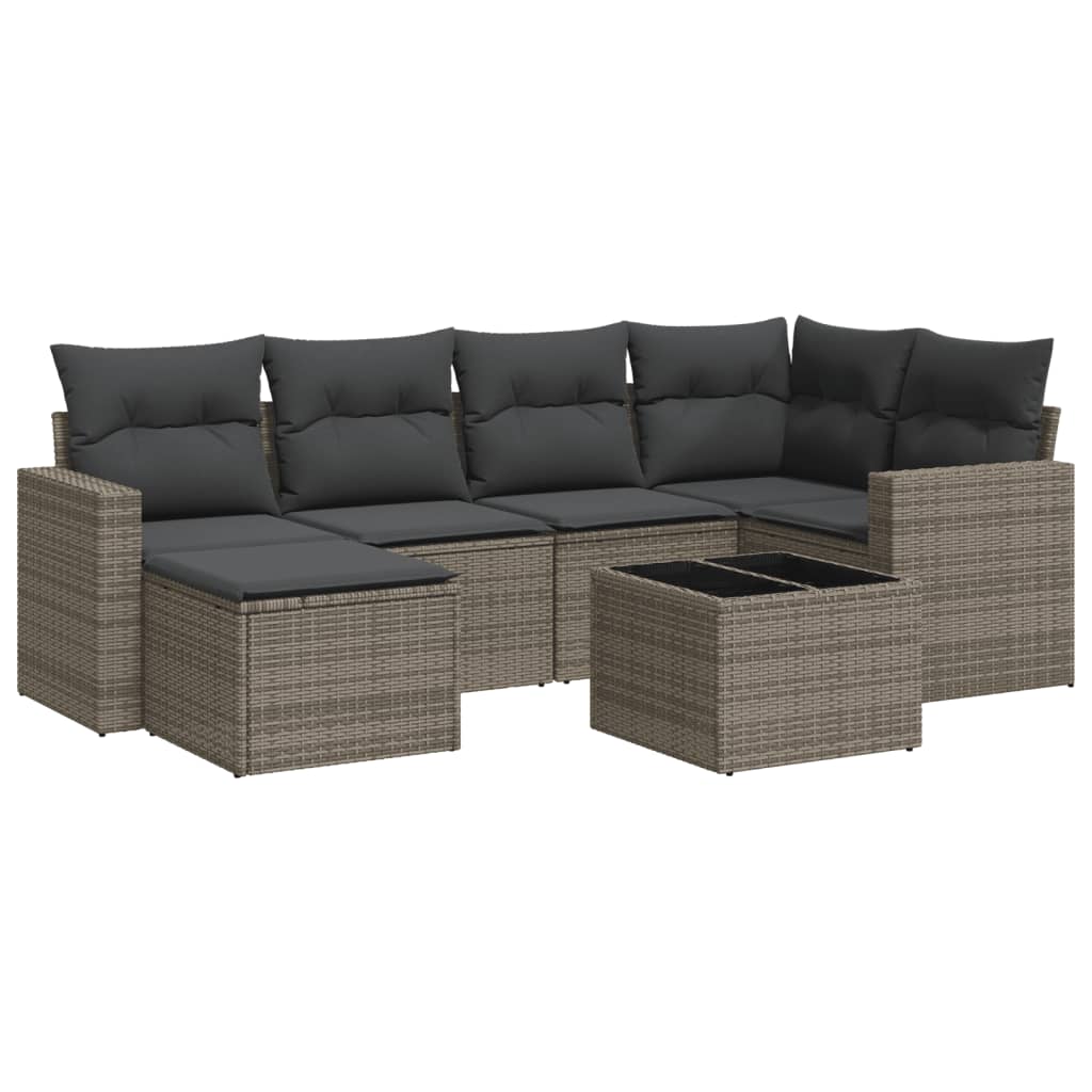7-dijelni set vrtnih sofa sivi od poliratana