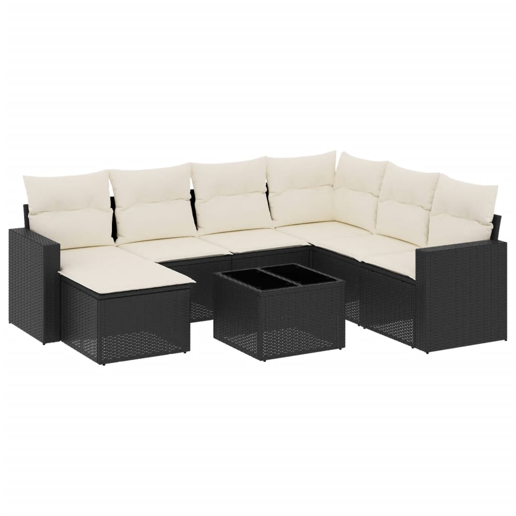 8-dijelni set vrtnih sofa od poliratana s jastucima crni