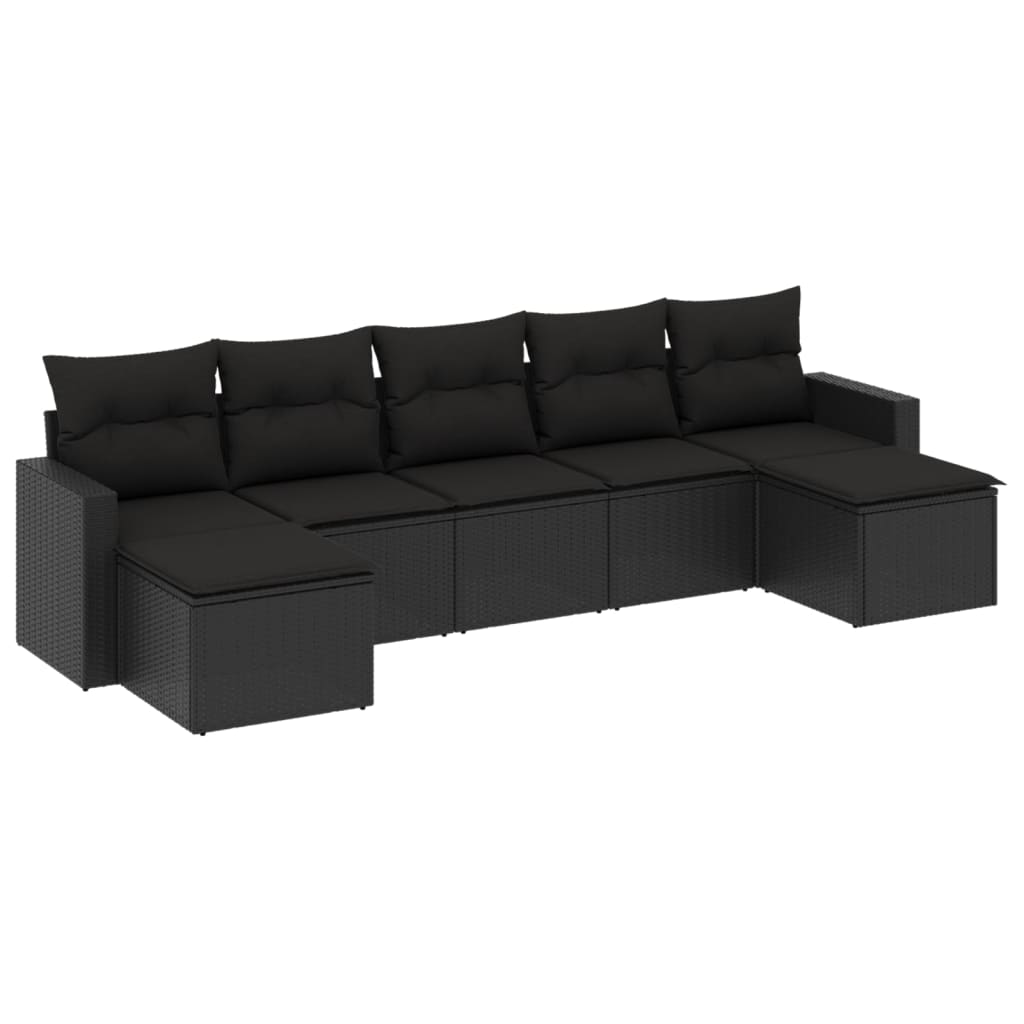 7-dijelni set vrtnih sofa od poliratana s jastucima crni
