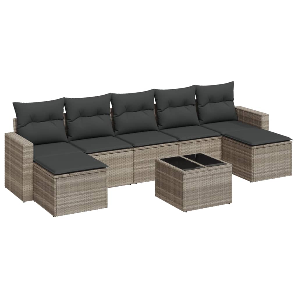 8-dijelni set vrtnih sofa od poliratana s jastucima svjetlosivi