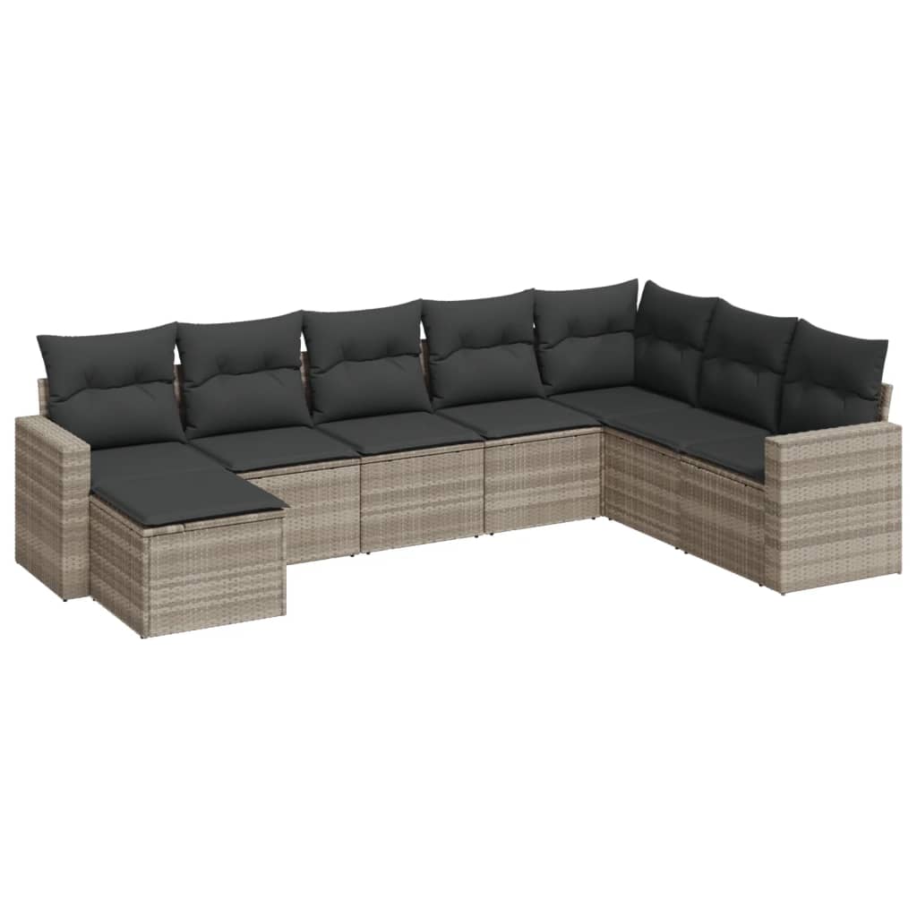 8-dijelni set vrtnih sofa od poliratana s jastucima svjetlosivi