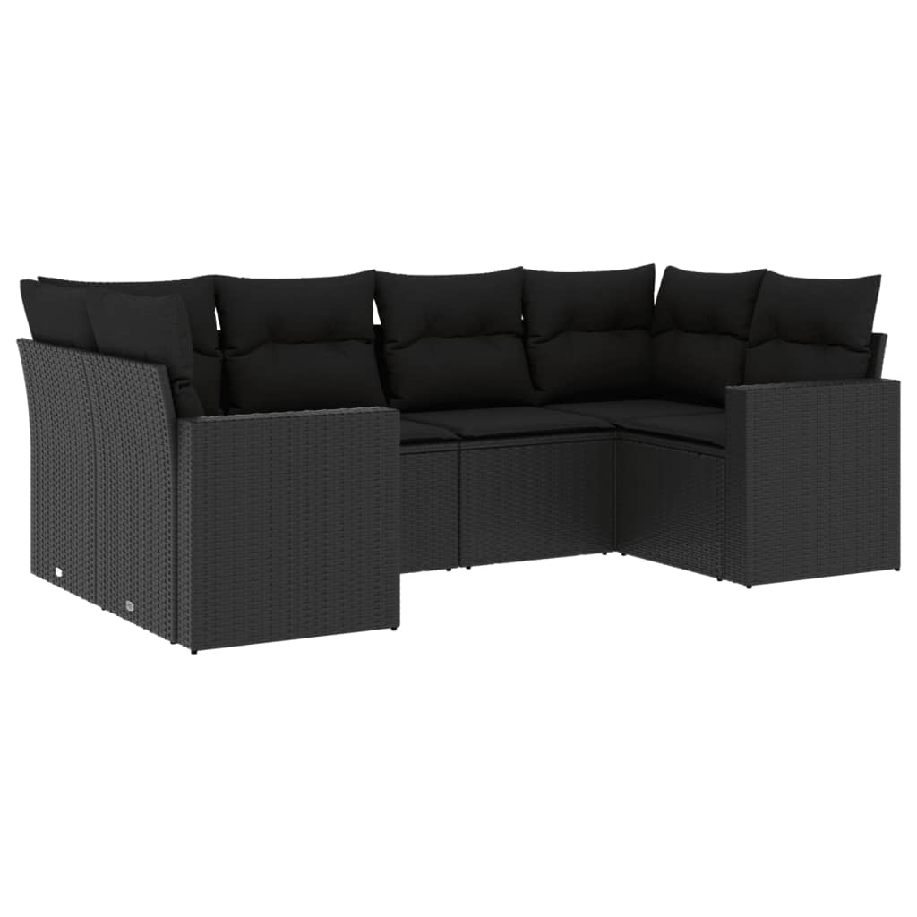 6-dijelni set vrtnih sofa s jastucima crni od poliratana