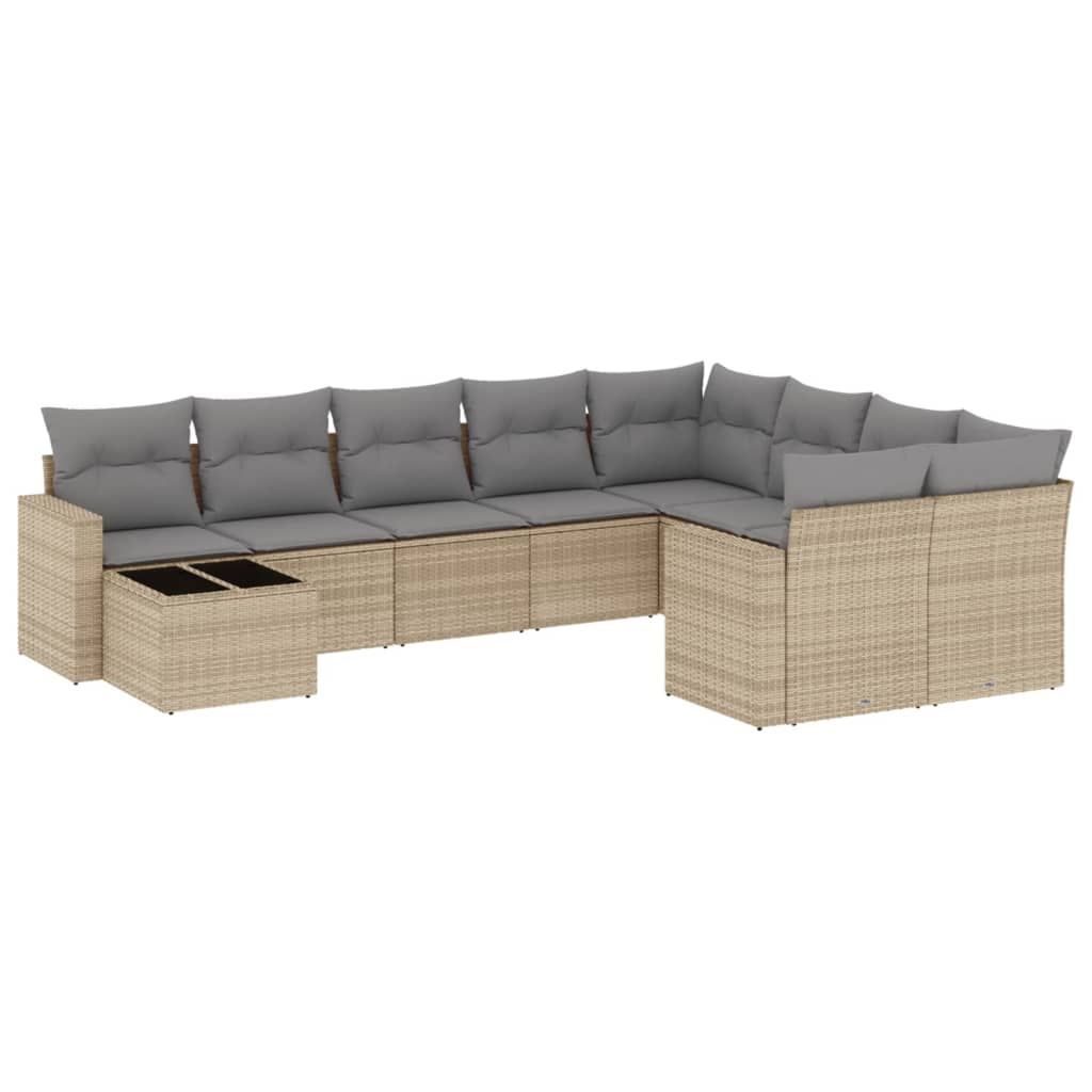 10-dijelni set vrtnih sofa s jastucima bež od poliratana
