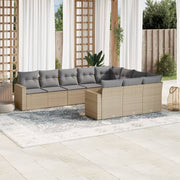 10-dijelni set vrtnih sofa s jastucima bež od poliratana 65.5 x 62 x 69 cm