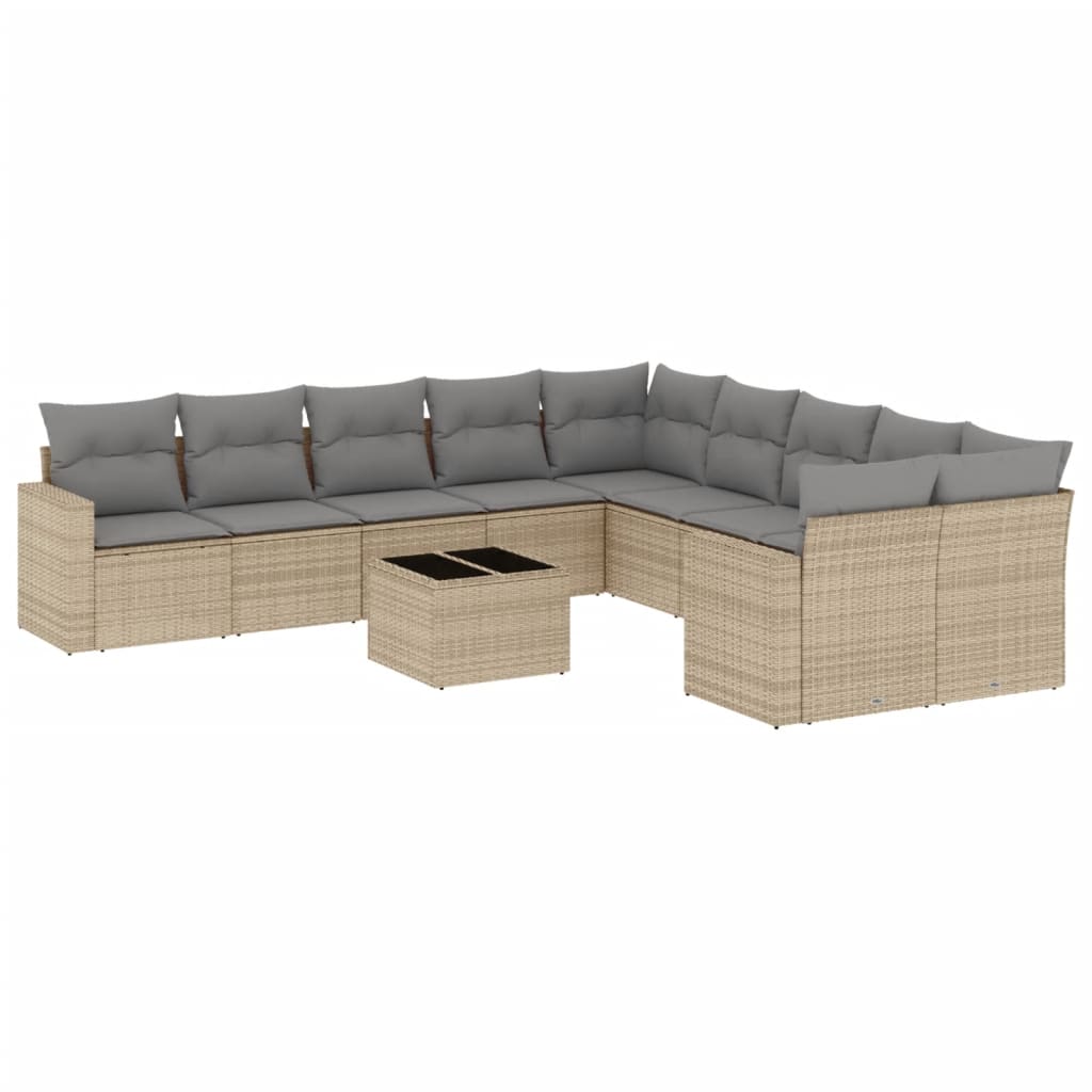11-dijelni set vrtnih sofa od poliratana s jastucima bež